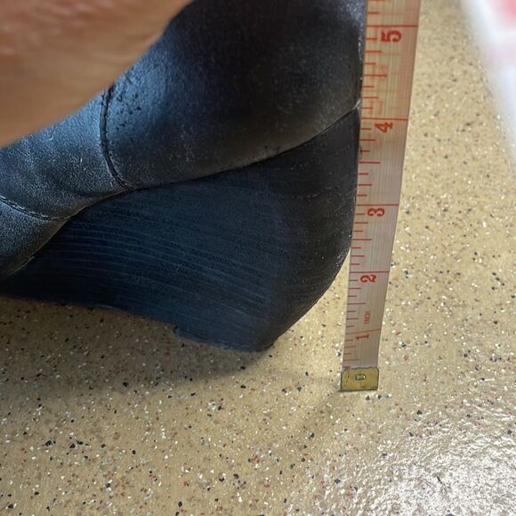 Joe's Jeans gray white washed leather curved heel wedges very avant garde - Picture 11 of 16